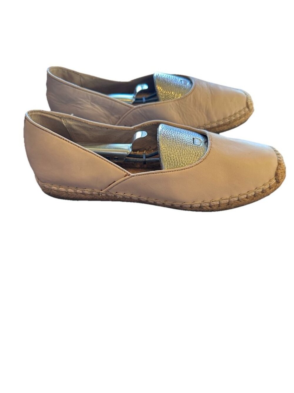 Eileen Fisher Espadrille Sandal Beige Leather Womens 7.5